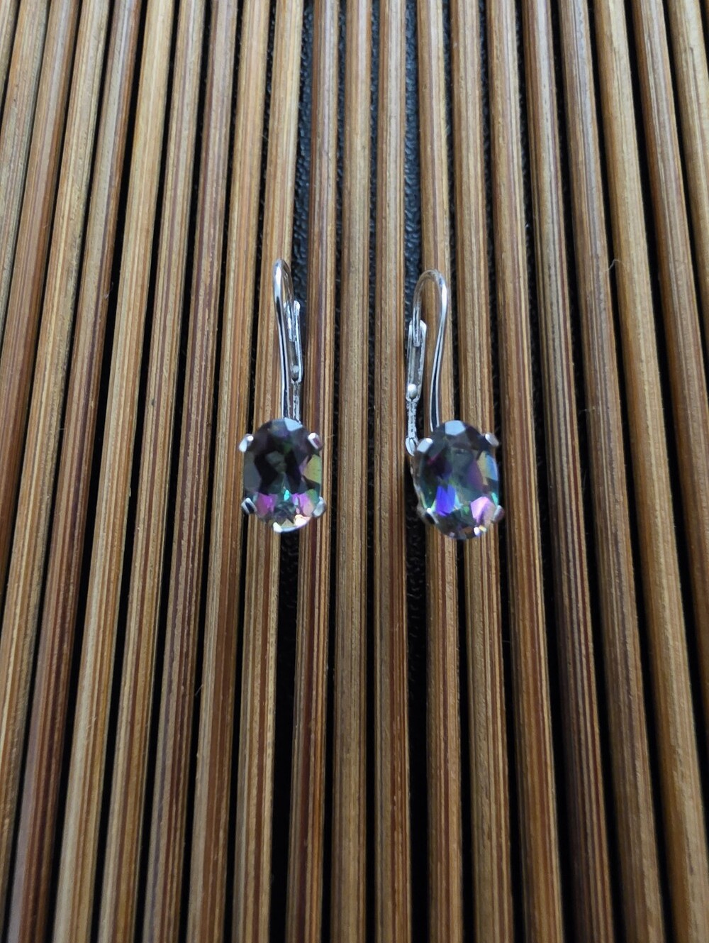 14k Mystic Topaz White Gold Dangle Earrings (Vintage)